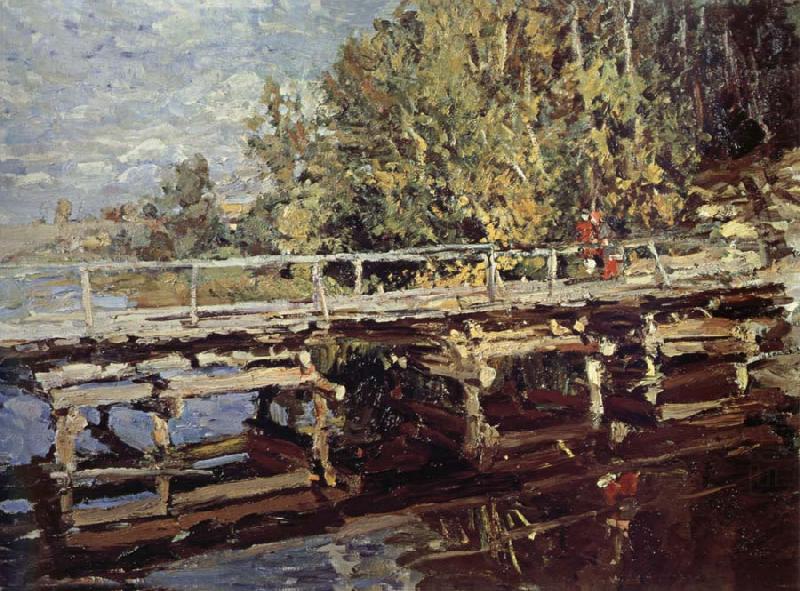 Konstantin Korovin Bridge in the autumn scenery china oil painting image